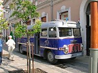 Ikarus 31 type bus from 1959; restored museum piece in Miskolc.