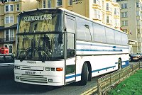 A 1990 Jonckheere Deauville with Volvo chassis, operated by Scancoaches of London. Photo credit: Dougie Macdonald
